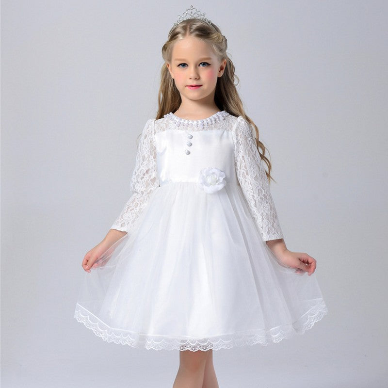 Pretty In Lace Dress, White (3-12 Yrs)