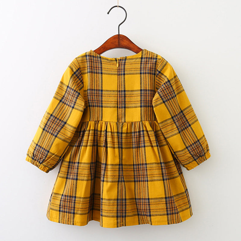 Yellow Tartan Dress, Size 3-7Yrs