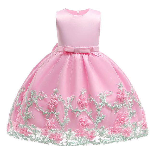 Pink Floral Dress, Size 2-10 Yrs
