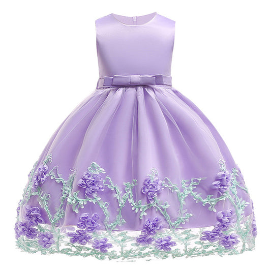 Lilac Petal Floral Dress, Size 2-12 Yrs
