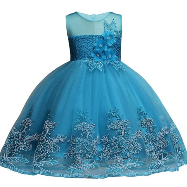 Blue Petal Floral Dress, Size 2-12 Yrs