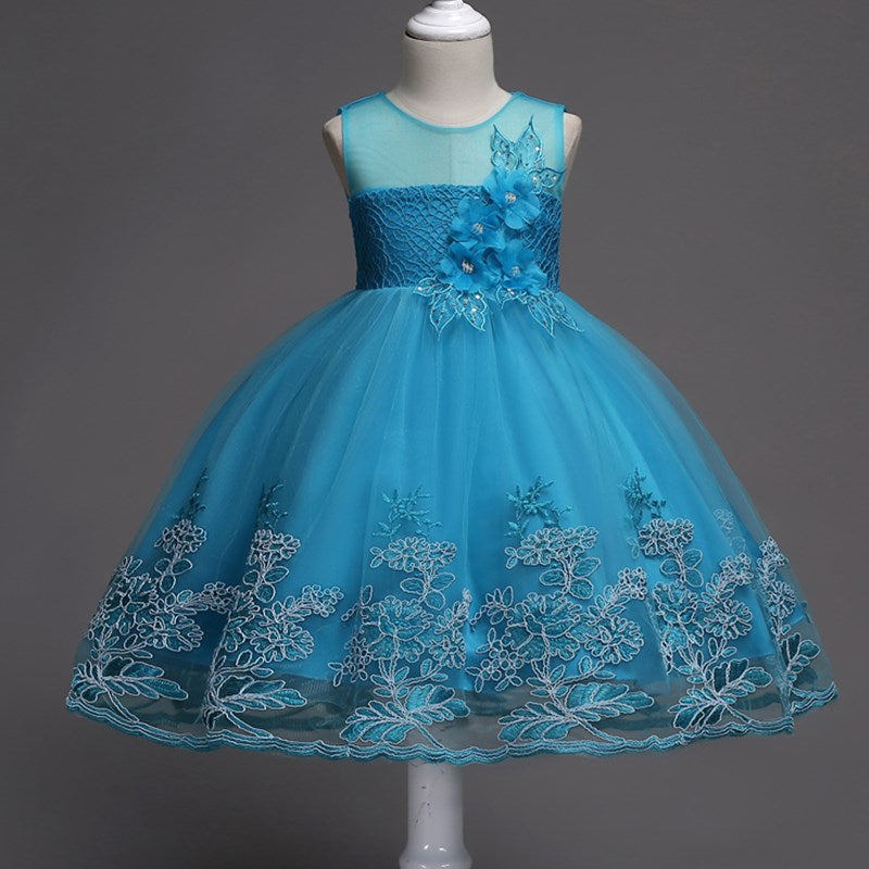 Blue Petal Floral Dress, Size 2-12 Yrs