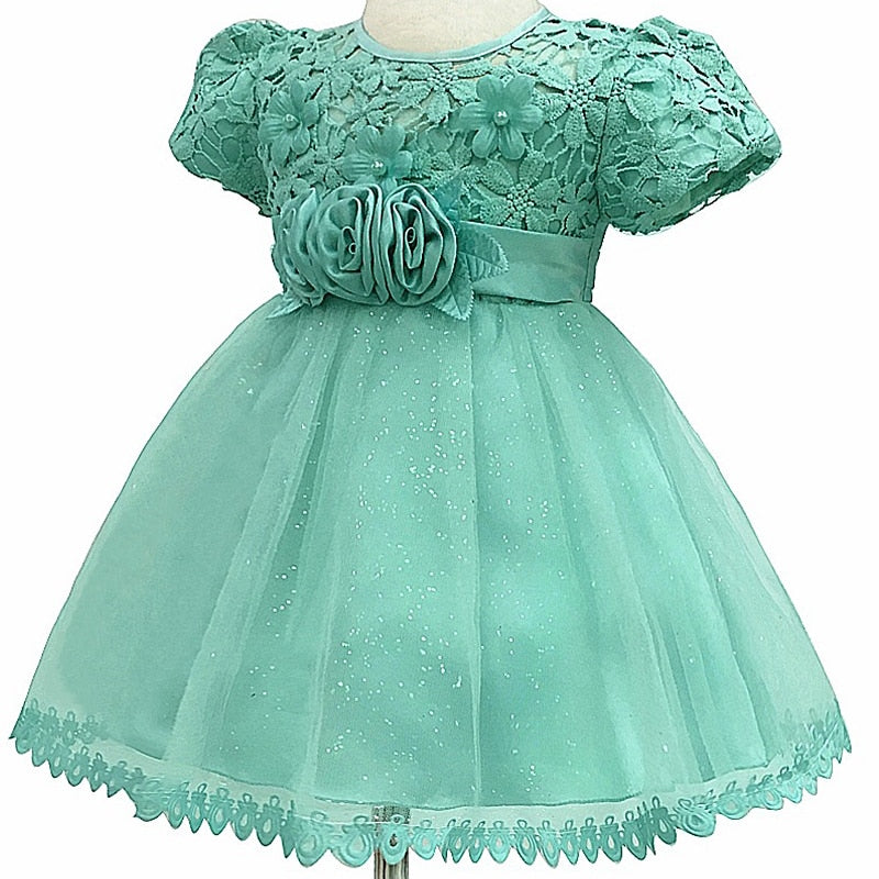 Green Baby Petal Dress, Size 3M-24M