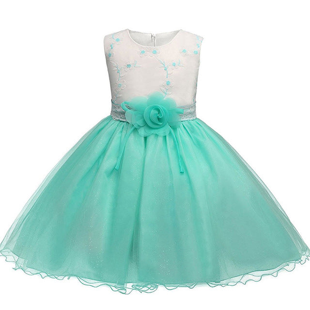 Tulle Lace Dress, Sky Blue, Size 4-10 Yrs