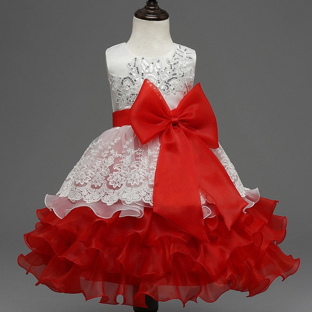 Red Ruffles Tutu Dress, Size 3-8 Yrs