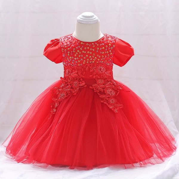 Red Lace & Tulle Dress, Size 6M-5Yrs