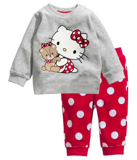 Spotty Kitten Girls Pyjamas, Size 2-7 Yrs