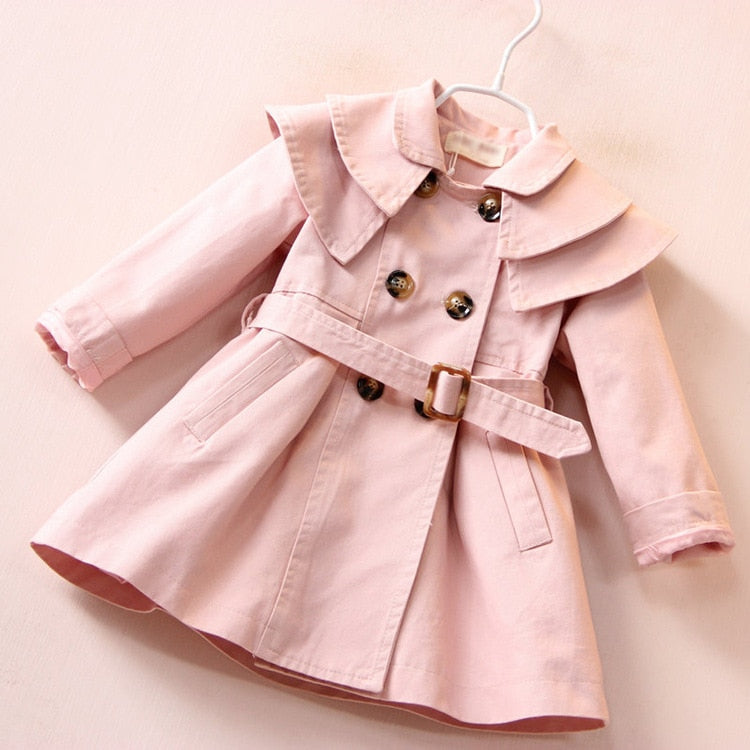 Girls Pink Trench Coat, Size 2-7 Yrs