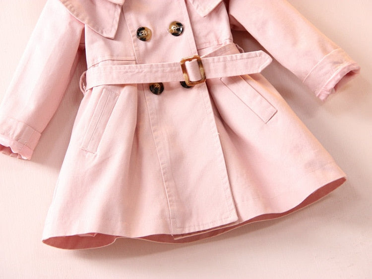 Girls Pink Trench Coat, Size 2-7 Yrs