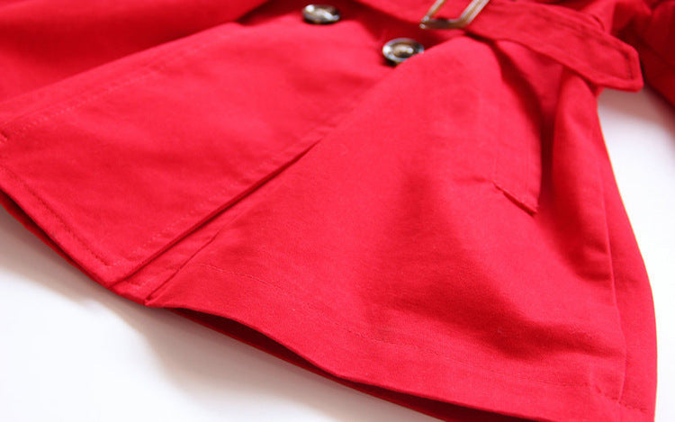 Girls Red Trench Coat, Size 2-7 Yrs
