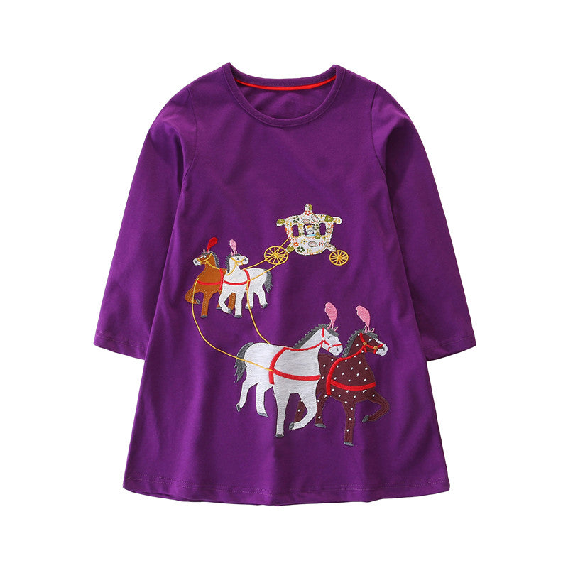 Horse & Carriage Purple Dress, Size 2-7 Yrs