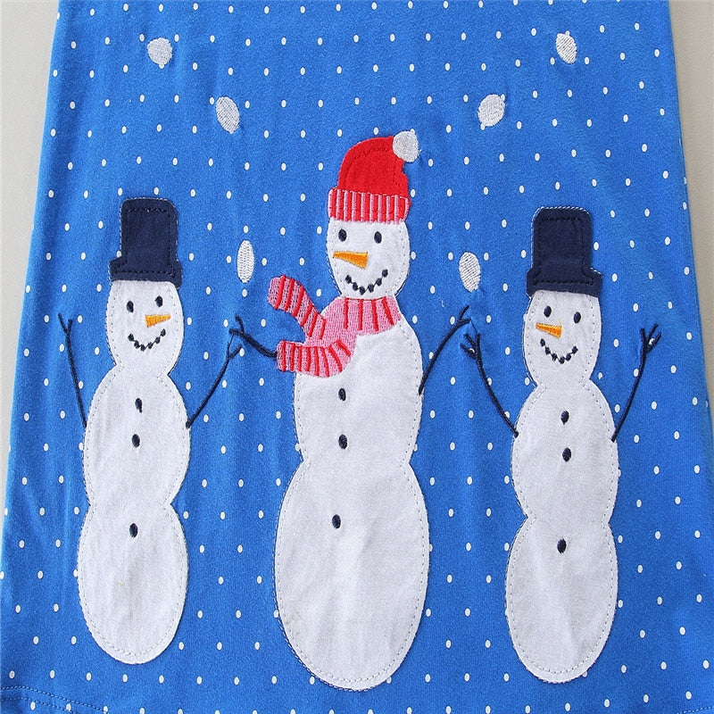 Three Little Snowmen Cotton Dress, Size 2-7 Yrs