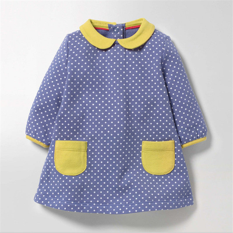 Polka Dot Cotton Dress, Size 2-7 Yrs