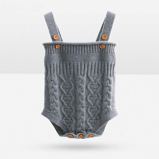 Baby Snuggles Knitted Romper Suit, Grey, Size 9M-24M
