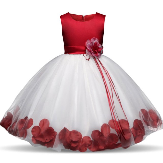 Petal Hem Floral Dress, Red, Size 6M-24M