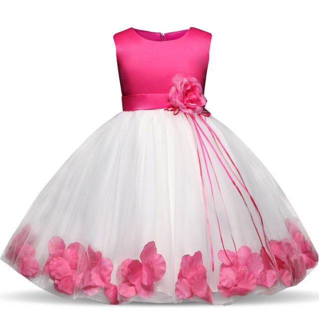 Petal Hem Floral Dress, Pink, Size 6M-24M
