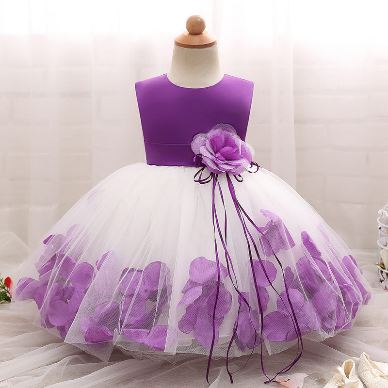Petal Hem Floral Dress, Purple, Size 6M-24M