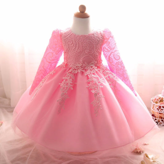 Lace Floral Dress, Pink, Size 3M-24M