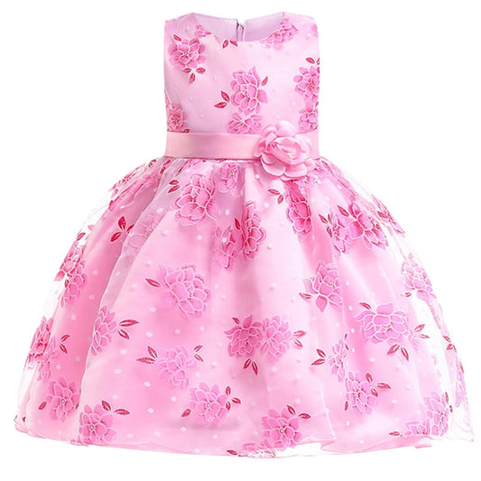 Pink Flower Dress,  Size 2-10 Yrs