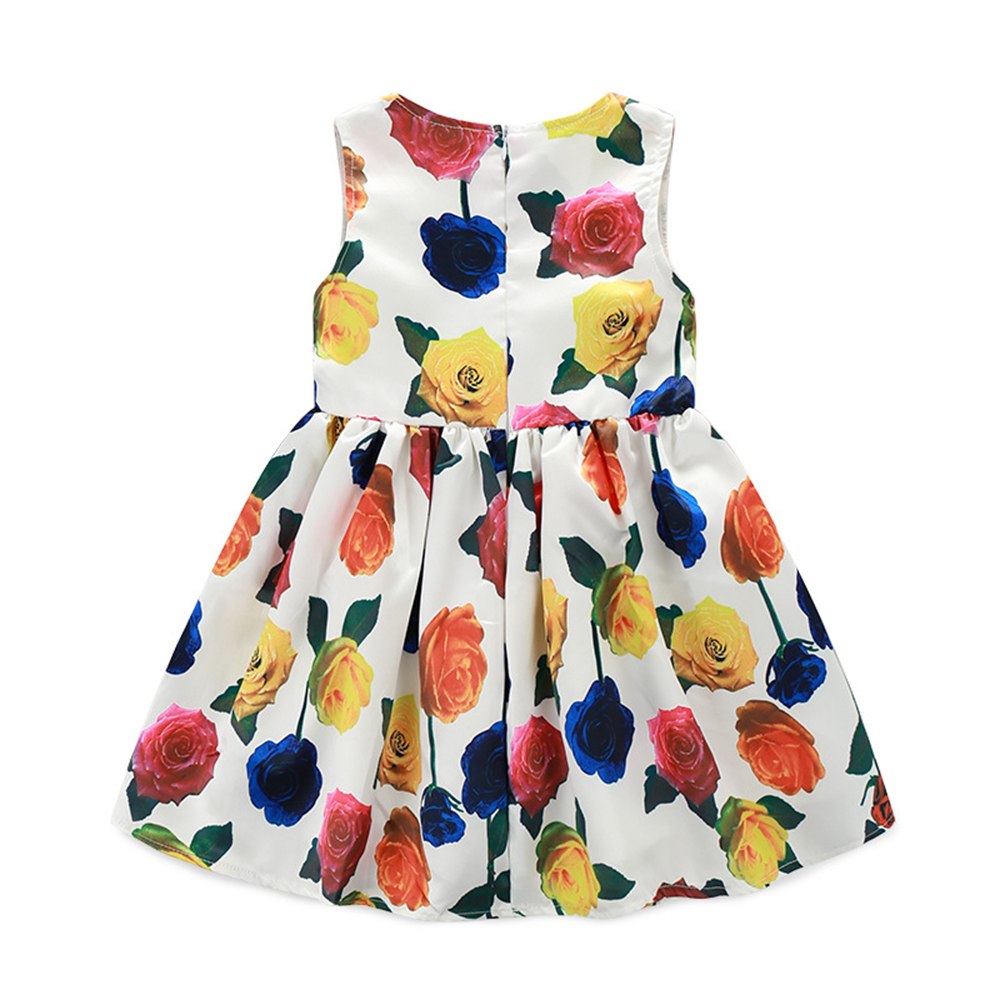 Multi-Colour Roses Print Dress, Size 2-8Yrs