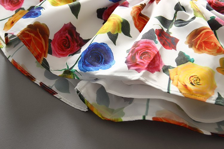 Multi-Colour Roses Print Dress, Size 2-8Yrs