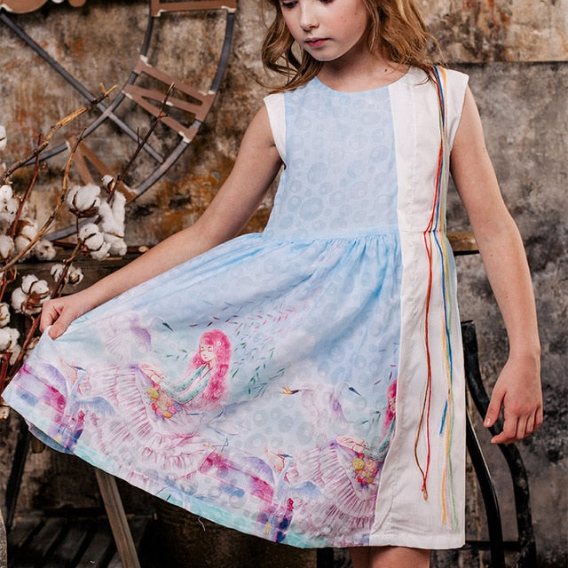A-Line Print Sleeveless Dress, Size 3-14 Yrs