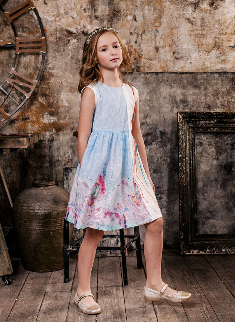 A-Line Print Sleeveless Dress, Size 3-14 Yrs