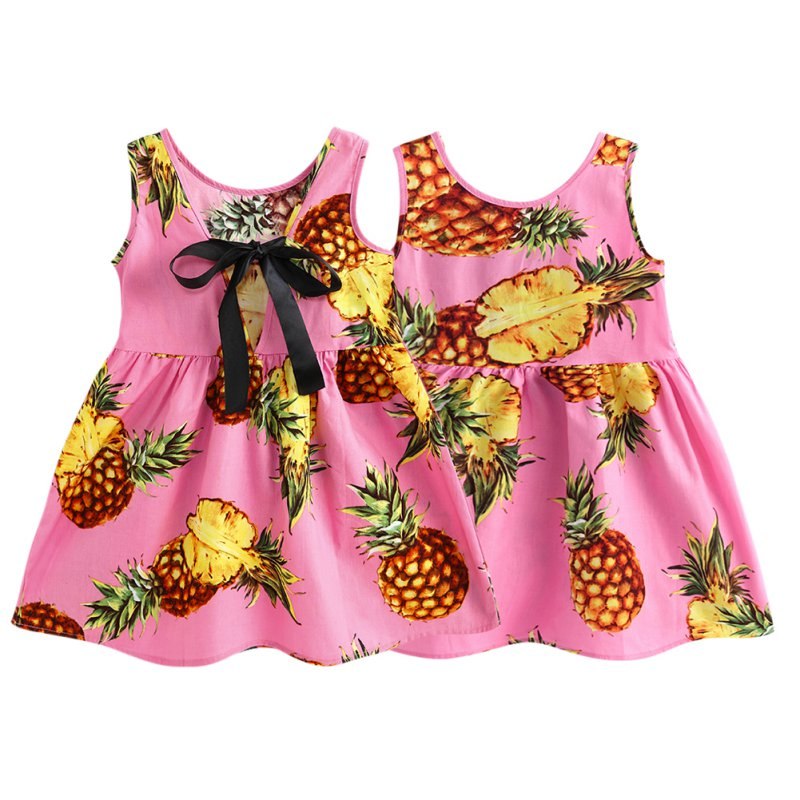 Pineapples Cotton Dress, Size 2-7 Yrs