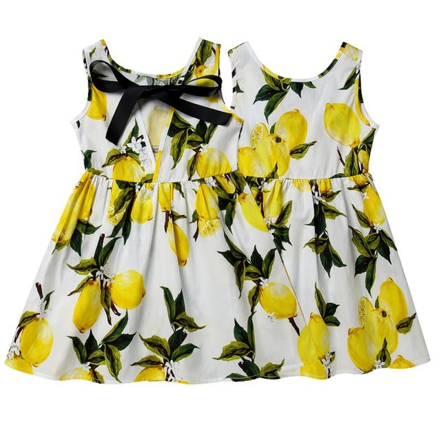 White Lemons Cotton Dress, Size 2-7 Yrs