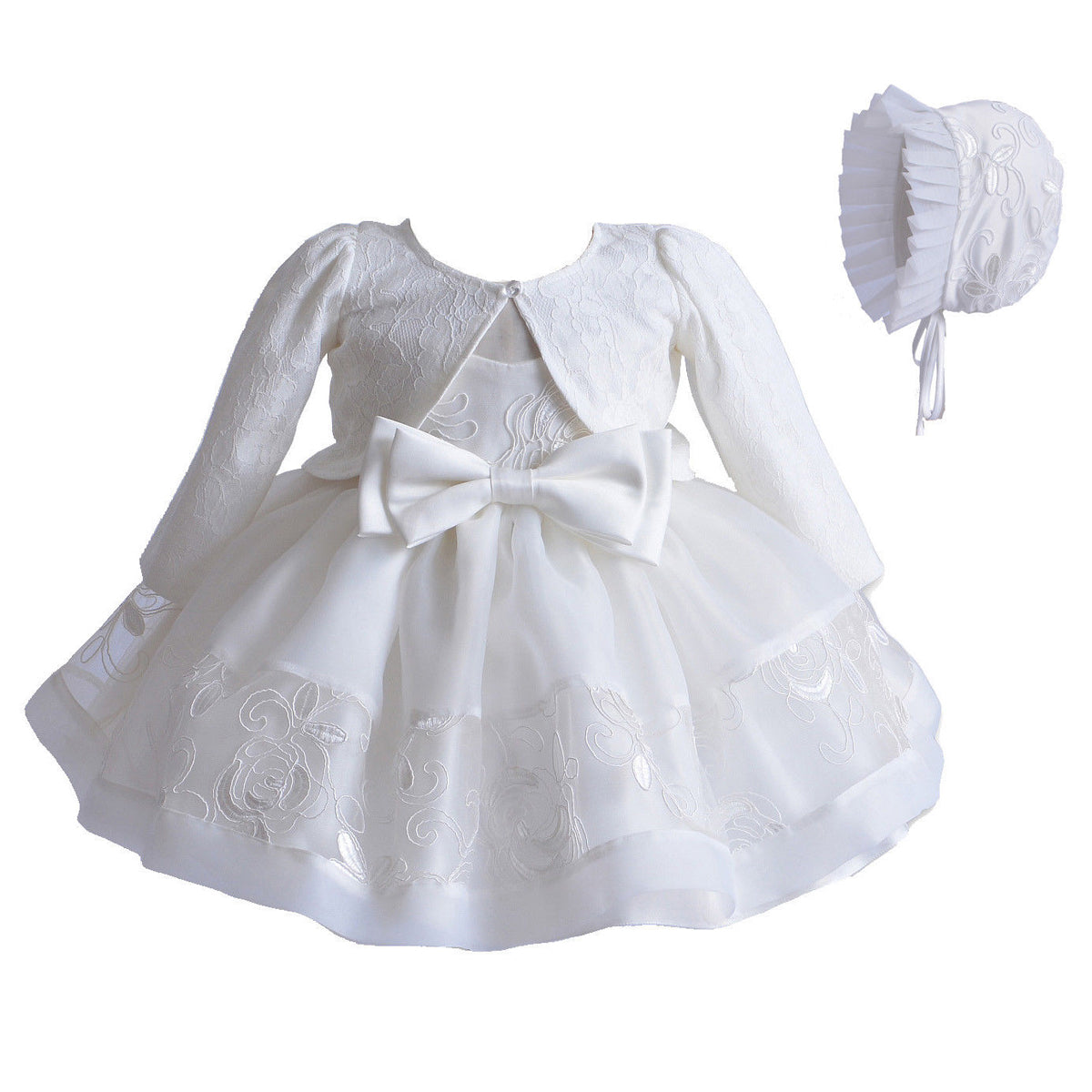 Baby 3 Piece White Christening Dress (0-18M)