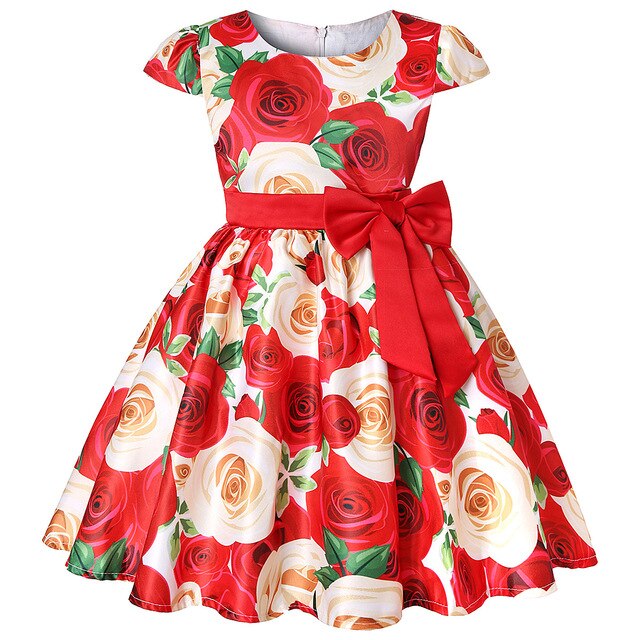 Red Rose Dress, Size 2-8 Yrs