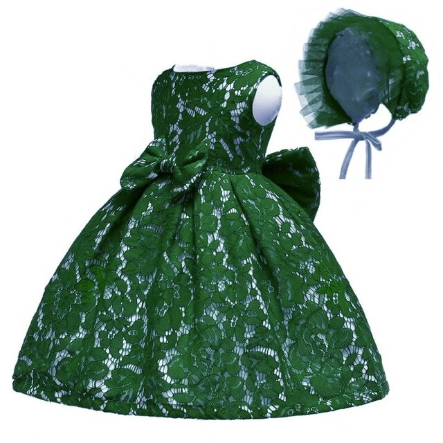 Baby Lace Dress & Bonnet, Size 6M-24M